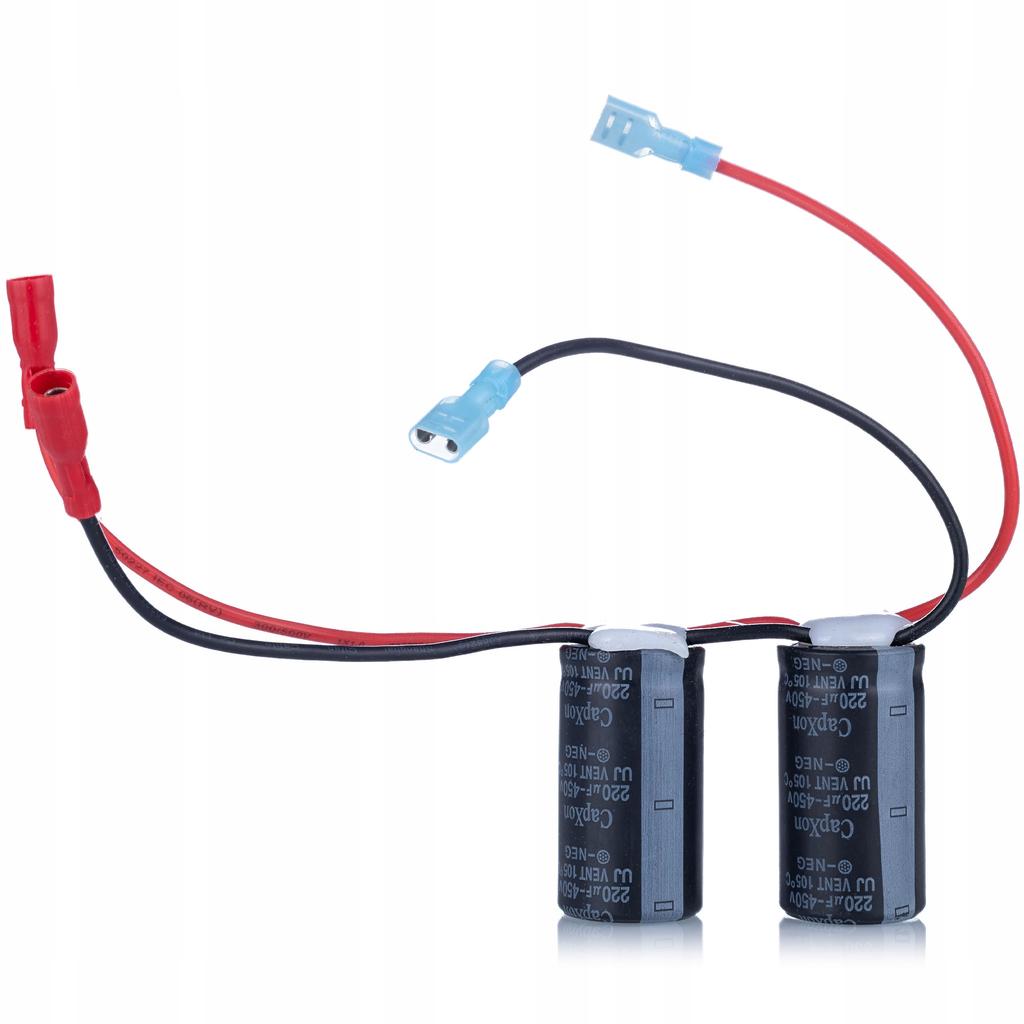 Capxon Dual 220Uf 450V - Electrolytic Capacitor Kit | 2X | Parallel Connection | Slide Connectors | Ø25X46 Mm | 105°C | Ready To Install