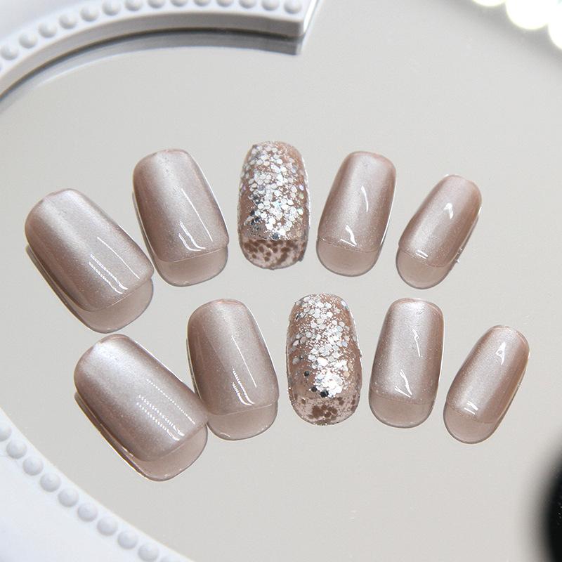 24 Pieces Explosive Short T Cat's Eye Spar Wears Armor To Show White and Gentle Temperament Nail Art Film, Pure Desire Dynamic Nail Film