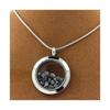 Stones and Minerals. Rough Gray Diamond Necklace. 30 Mm Medallion Model. Color Silver.