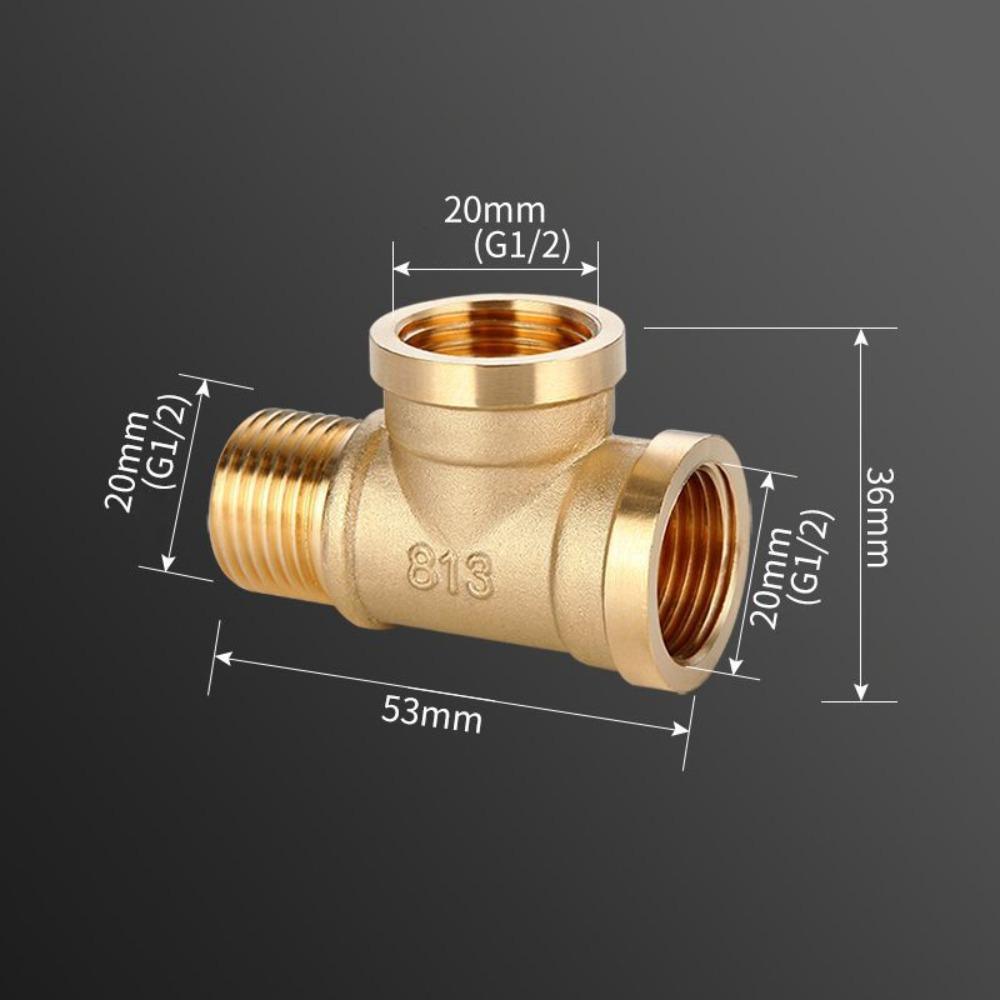 New 1/2 BSP Pneumatic Plumbing Connector Tee Type Male/Female Thread Brass Pipe Fitting Copper Fittings