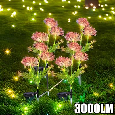 Luci da giardino per esterni alimentate a energia solare da 3000 lm, luci a LED per fiori artificiali, steli, illuminazione da paesaggio per cortile, patio, decorazione del cortile