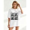 Oversized T-Shirt Black Otter With Sunglasses Print Casual Wear For Women Summer Outfit Streetwear Fashion Trendy Top
