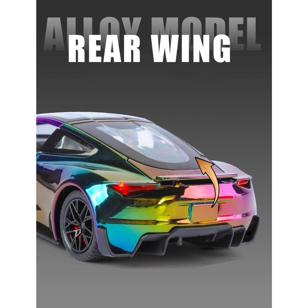 1/24 Tesla Roadster Alloy Electric Sports Car Model Diecasts Metal New Energy Vehicles Car Model Sound Light Simulation Kids Toys Gift