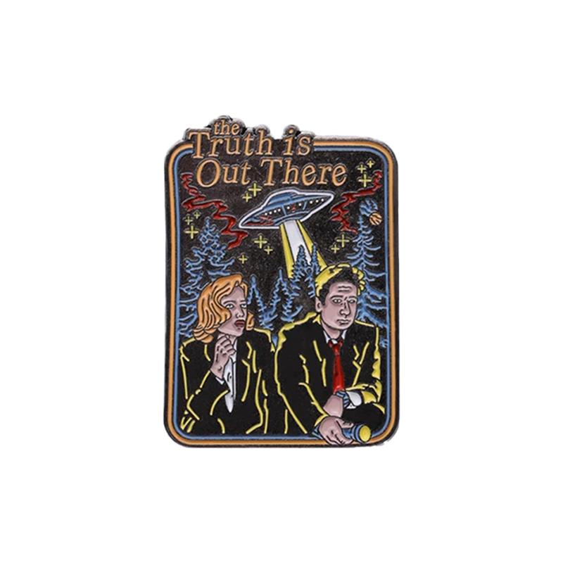 

Spooky Sci-fi Movie Inspiration Enamel Pin Truth Is Out There 90s TV Show Brooch Lapel Backpack Badge Jewelry Gift for Friends