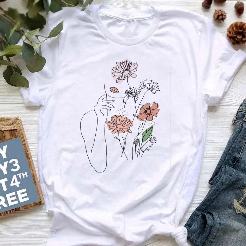 Women Abstract Printed Tshirt Casual Fashion Tees Harajuku Short Sleeve Female Casual Short Sleeve Blouse For Spring & Summer