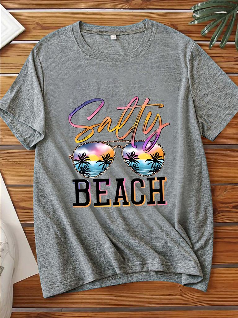 Women's Large Size Printed Round Neck Short Sleeve T-shirt 1-7XL Comfortable Casual Top In European Style
