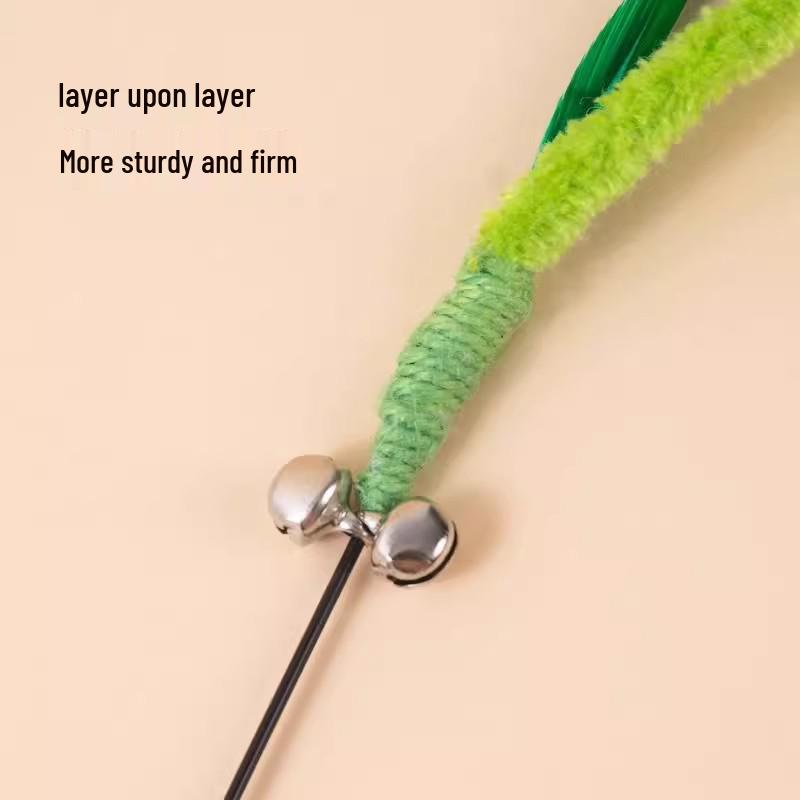 Cat Toy: Long Handle Teasing Stick with Bell, Bite-Resistant Kitten Entertainment Tool