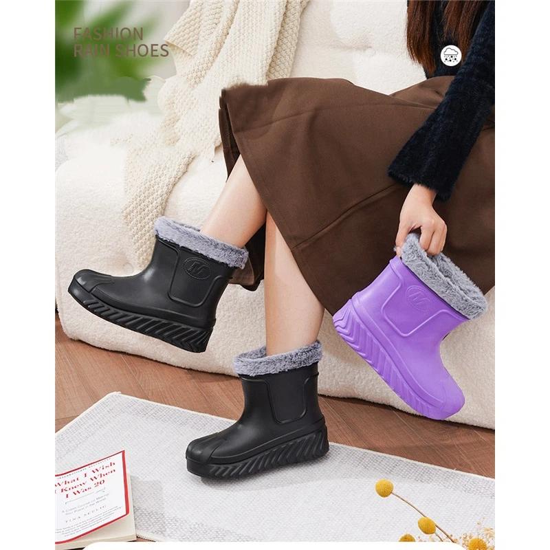 Ladies' Anti Slip Waterproof Warm Cotton Shoes Snow Boots Kitchen Outdoor Car Wash Cold Storage Work Shoes