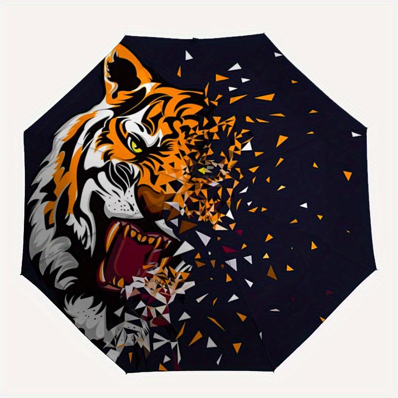 

1pc Tiger Face Automatic Opening/closing Umbrella with Auto Open/Close, Windproof, Foldable Sunshade yy250811126