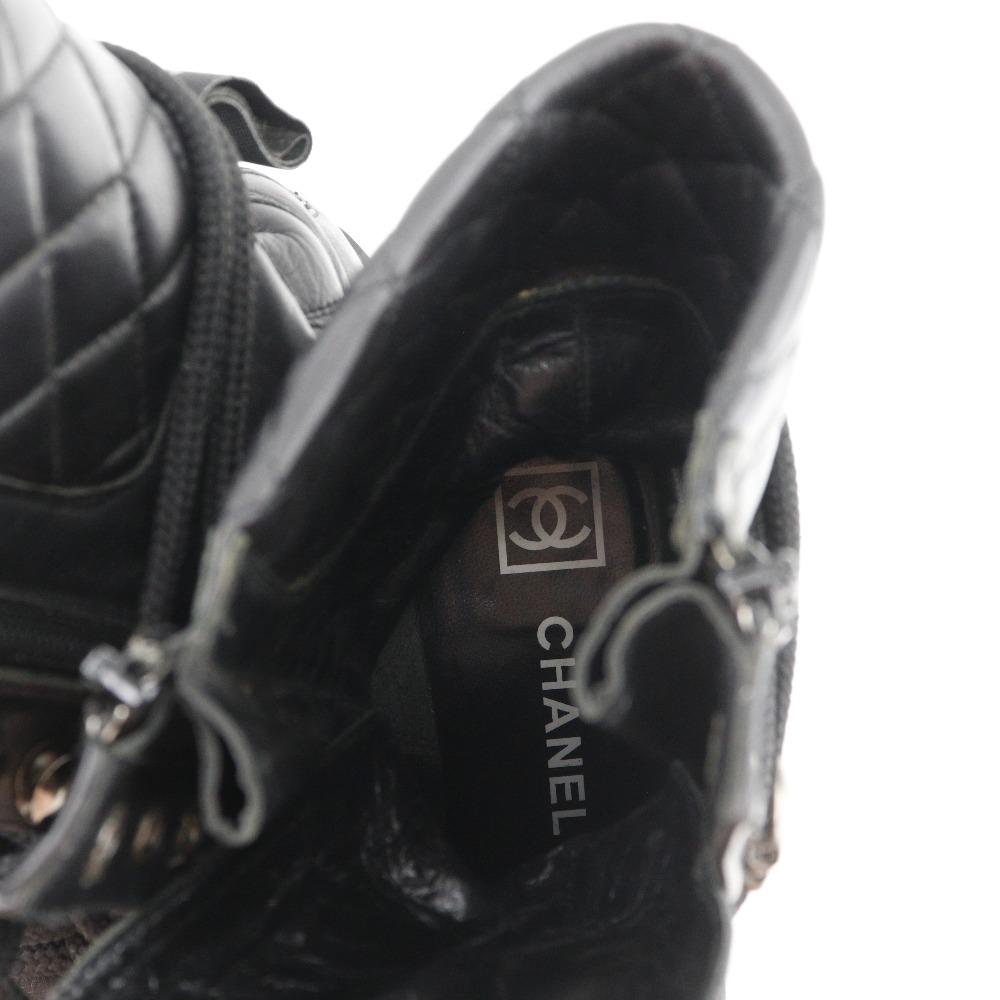 CHANEL boots Sports line black leather Women Used