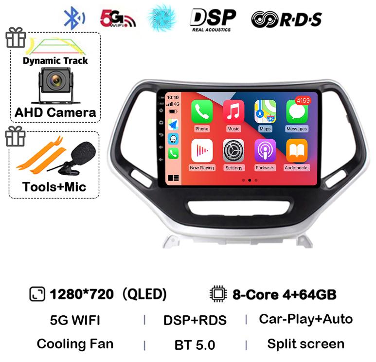 Android 14 Carplay Auto WIFI+4G Pentru Jeep Cherokee 5 KL 2014 2015 2016 2017 2018 GPS Radio Auto Multimedia Player Video Stereo