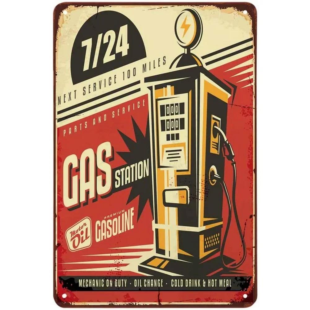Vintage Metal Tin Signs Gulf Esso Agip Texaco Sinclair Mobile Man Cave Plate Motor Oil Garage Wall Stickers Gas Decor Plaque