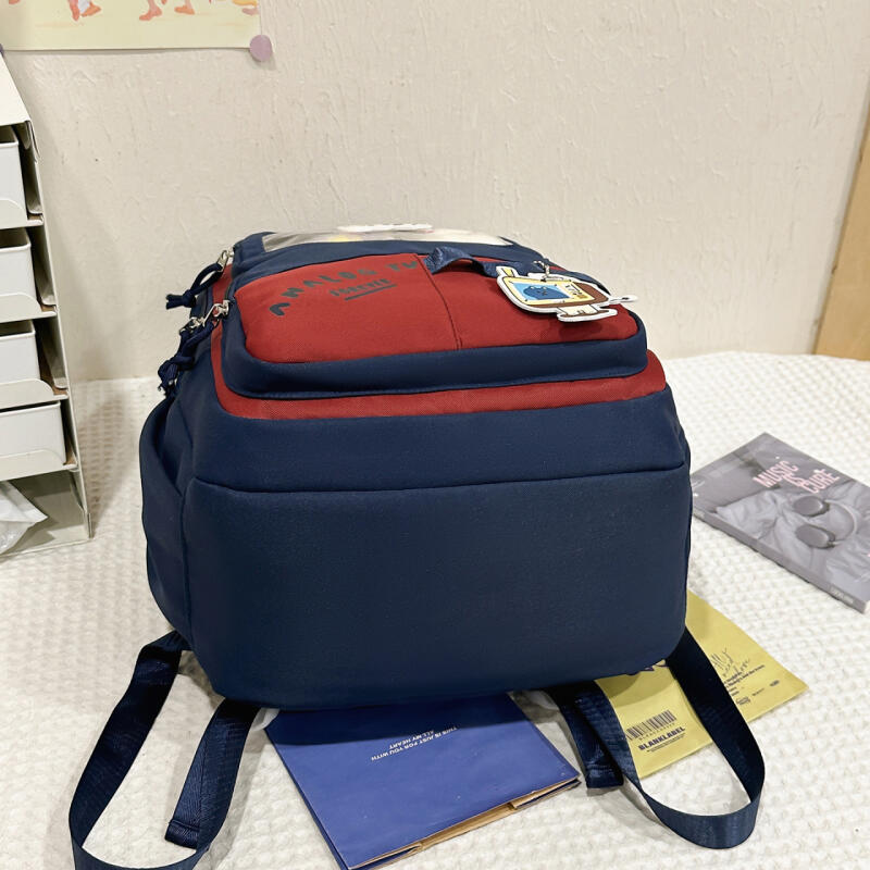 Color Block Backpack Large Capacity Student Schoolbag