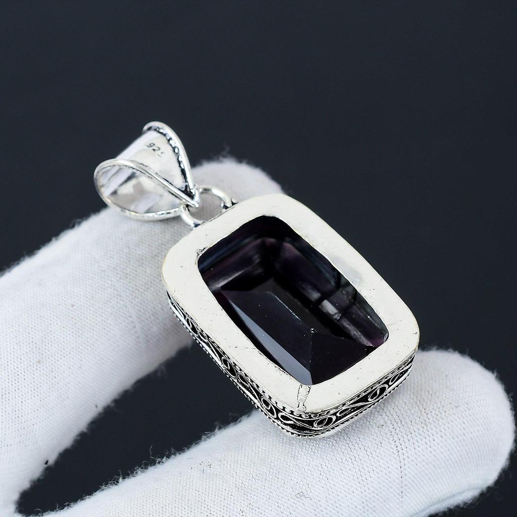 Beautiful Amethyst Gemstone Silver Pendant in 925 Sterling Silver- Handmade Design, Everyday Wear Jewelry, Unique Pendant Engagement Gift