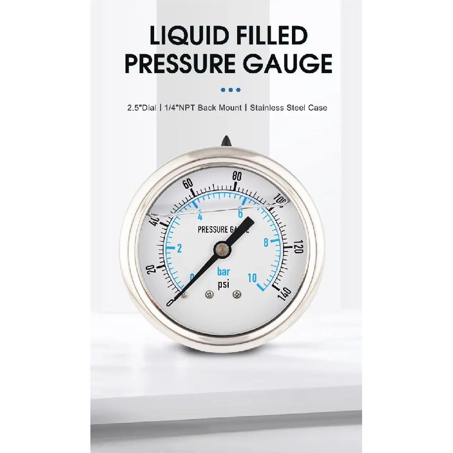 63mm pressure gauge 160bar 100bar 200bar PT1/4 pressure manometer