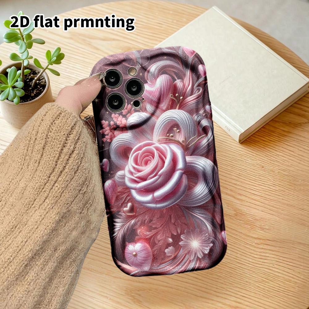 Phone Case: 2D Flat Design Suitable for iPhone 18 17 16 15 14 13 Pro, Couple Style, Pearl Rose, Christmas and Halloween Gift