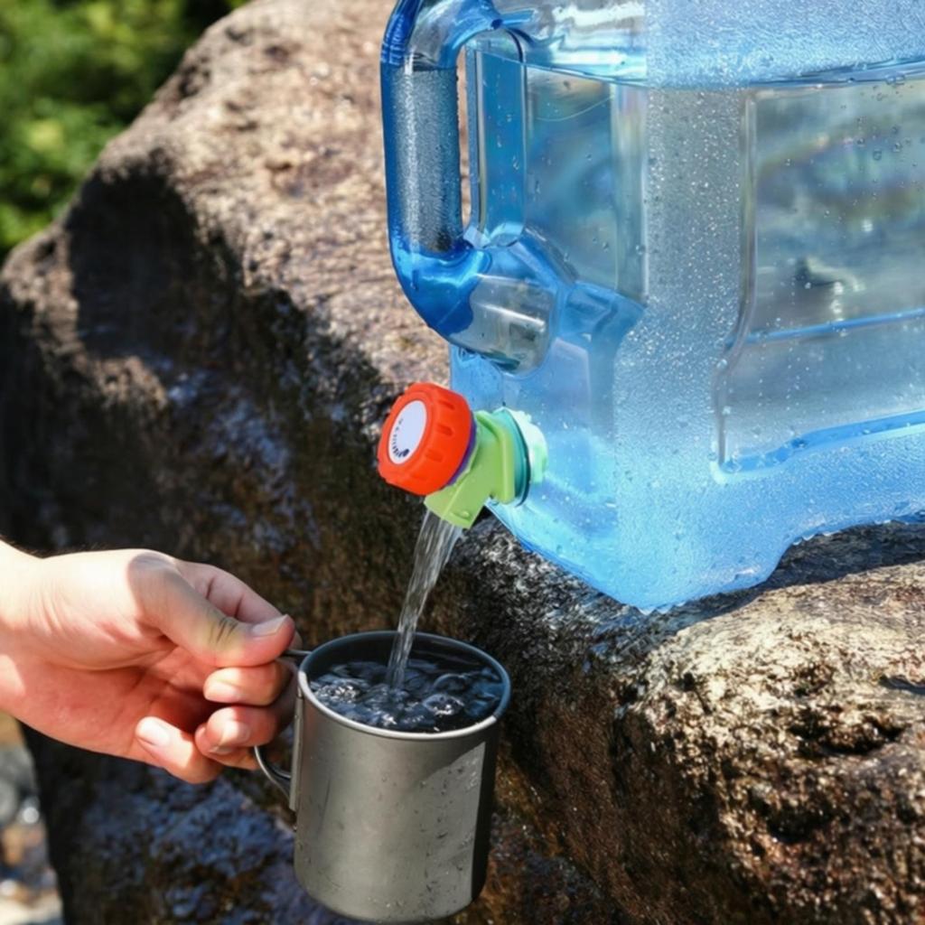 Water Container with Spigot Rectangular Faucet Easy to Carry for Campers,