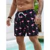 Short de plage pour homme à imprimé flamant rose, adapté au surf, au camping et idéal pour les vacances d'été à la plage