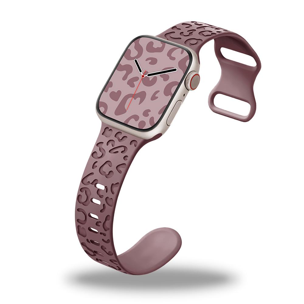 

Ремешки с гравировкой для браслета Apple Watch 40 мм, 41 мм, 38 мм, 42 мм, 44 мм, 45 мм, 49 мм, силиконовый ремешок iWatch Ultra 2/Ultra Serie 9/8/7/6/5/4, ремешок с леопардовым принтом 42mm 44mm 45mm