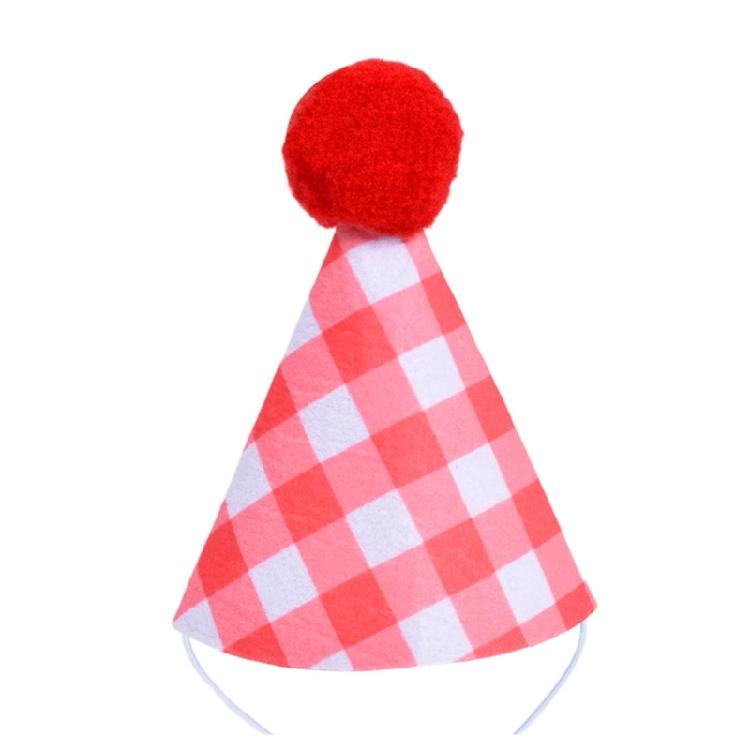 Small Dog Cats Party Hat for Birthday Celebration, Checkered Pet Cap with 10 X 6 Cm Size, Elastic Cord, Costume Headwear for Family Photos