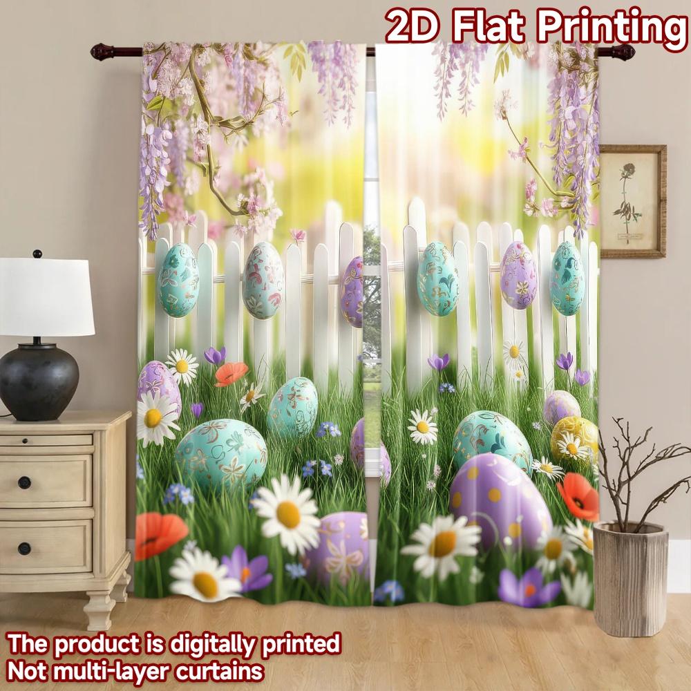 2D flat Photography Backdrop Background Banner Easter Eggs in Garden 100% Polyester Festive Holiday Perfect for Suitable for