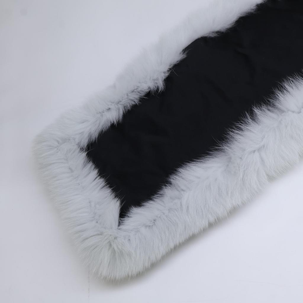 FENDI [Excellent Condition/Domestically Authorized] FNL121 1UY F07SQ Fox Fur/Silk Leather Belt Tippet Scarf HERON+BLACKUsed
