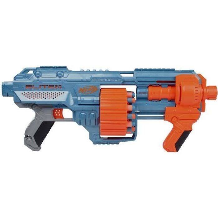 Pistolet À Fléchettes NERF Elite 2.0 Shockwave RD-15 - 30 Fléchettes Incluses - Personnalisable