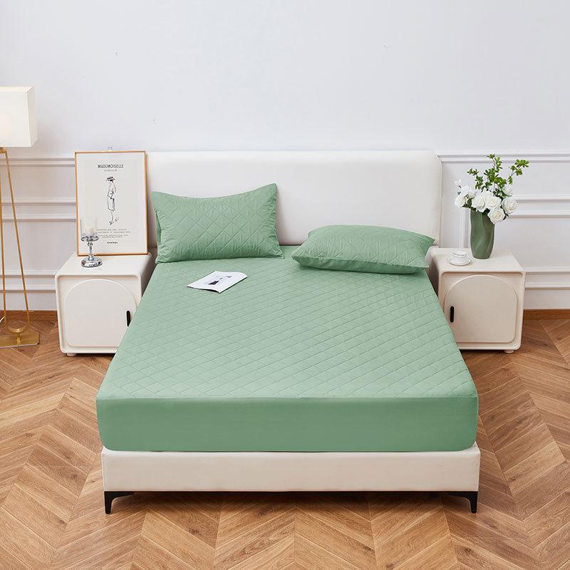 Solid Color Waterproof Thickening Mattress Protector Pad King Machine Washable Four All-Season Universal Not Included Pillowcase