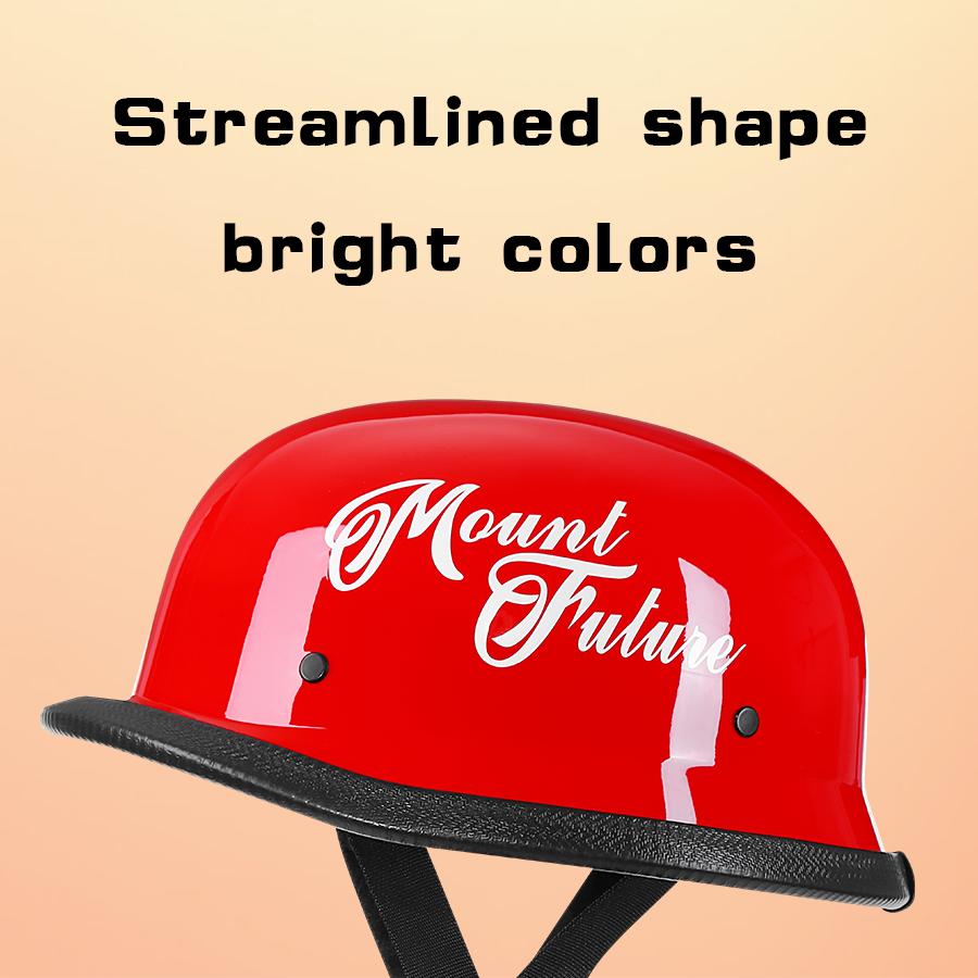 German Retro Half Helmet 108 Bright Black Solid Color Motorcycle Helmet Unisex Four Seasons Universal Pure Color Biker Cap