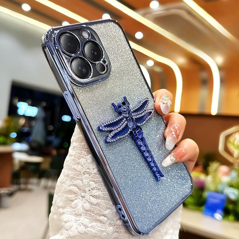 Anwendbar auf Apple 16 Libellenhalter Handyhülle Glitzer IPhone 15 Pro Galvanisiertes TPU Sturzsichere 14 Schutzhülle 13