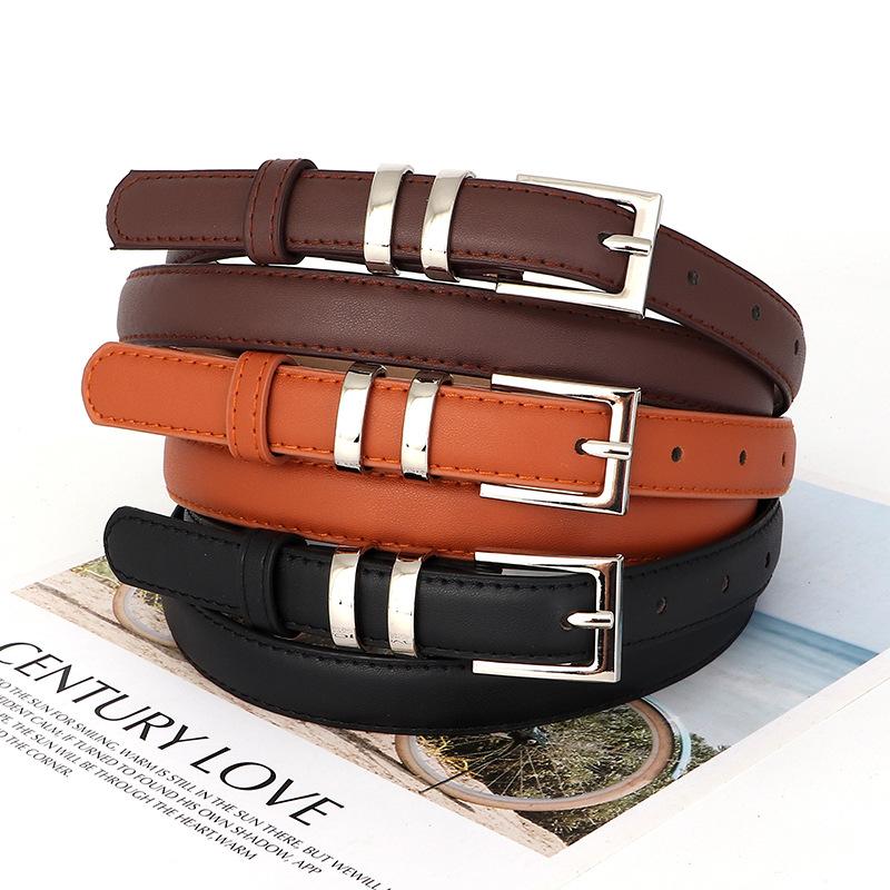 Womens Pu Fashion Leather Belt With Fine Alloy Buckle For Office Outings And