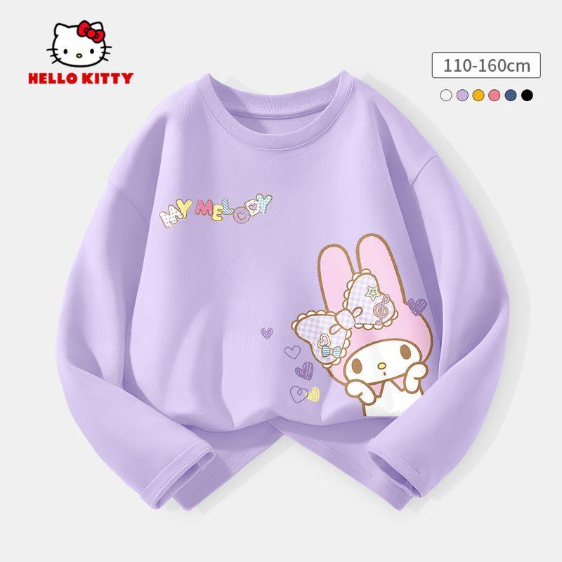 Hello Kitty Girls' Base Layer Shirt Spring 2026 New White Children's Base Layer Shirt Pure Cotton Girls' Top