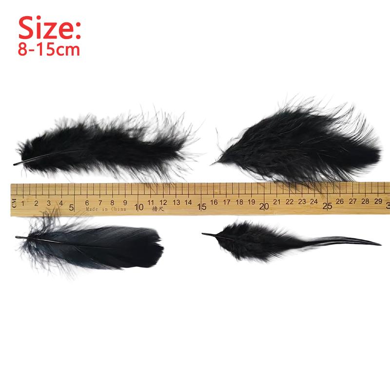 8-15Cm Black Feathers Decoration For Crafts Bulk Small Big Long Plumas Wedding Flower Tree Hats Dreamcatcher Goose Piume 50Pcs