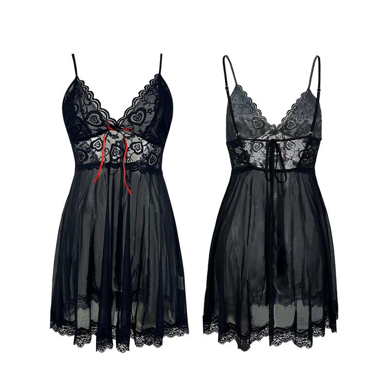 Sexy Lace Deep V Mesh Nightgown Multi-Color Sheer Cami Women's Lingerie Pajamas 919 Bold Versatile Sleepwear with Diverse Color Options