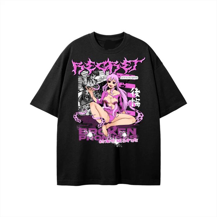 Black Appearance for Anxiety Anime Grunge Art Retro Style Summer Casual TShirt Unisexs and Womens Luxury Brand Top Art Logo