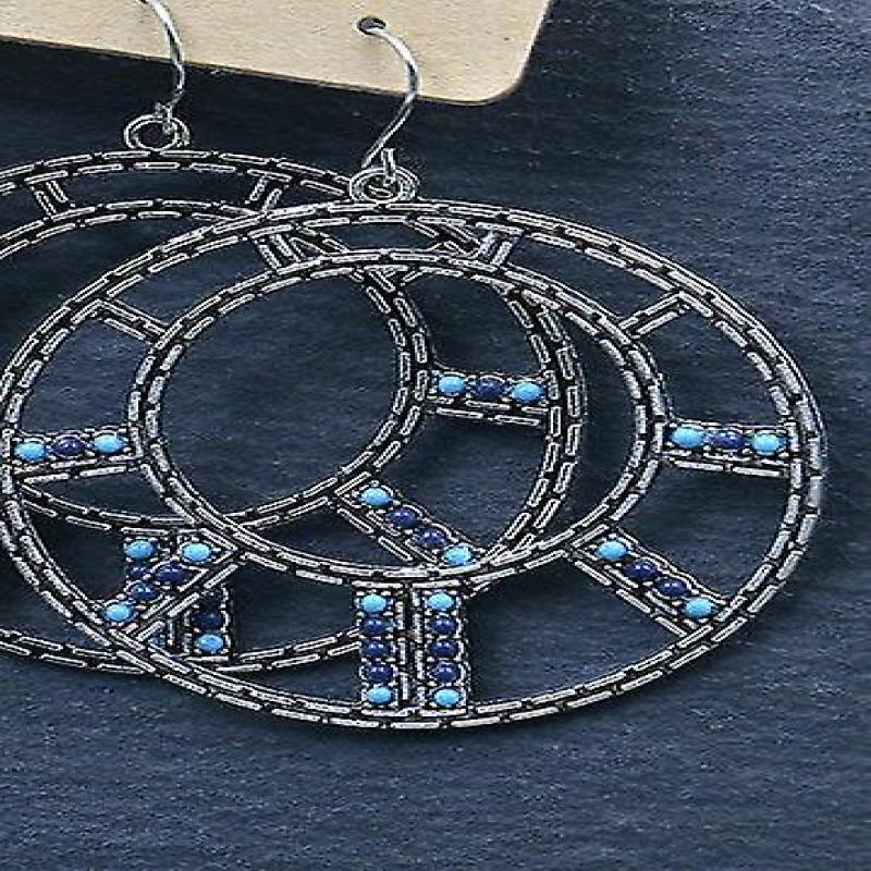 Ohrringe Creolen mit blauen Steinen versilbert