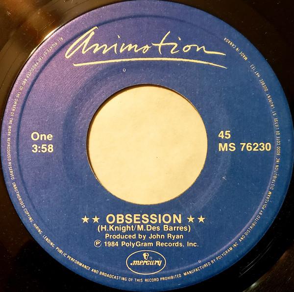 

7inch Record ANIMOTION - Obsession MS76230 Mercury 1984 Canada Dance & Electronica Used