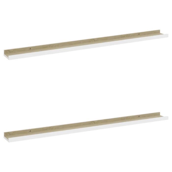 VidaXL Wall Shelves 2 Pcs White and Sonoma Oak 100x9x3 Cm