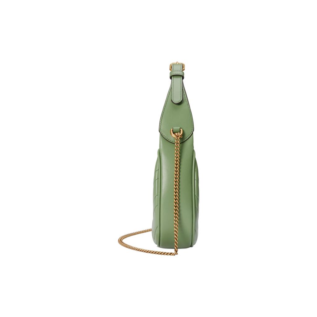 Gucci GG Marmont Sage Green Leather Chevron Quilted Mini Hobo Crossbody Bag For Women Daily Use