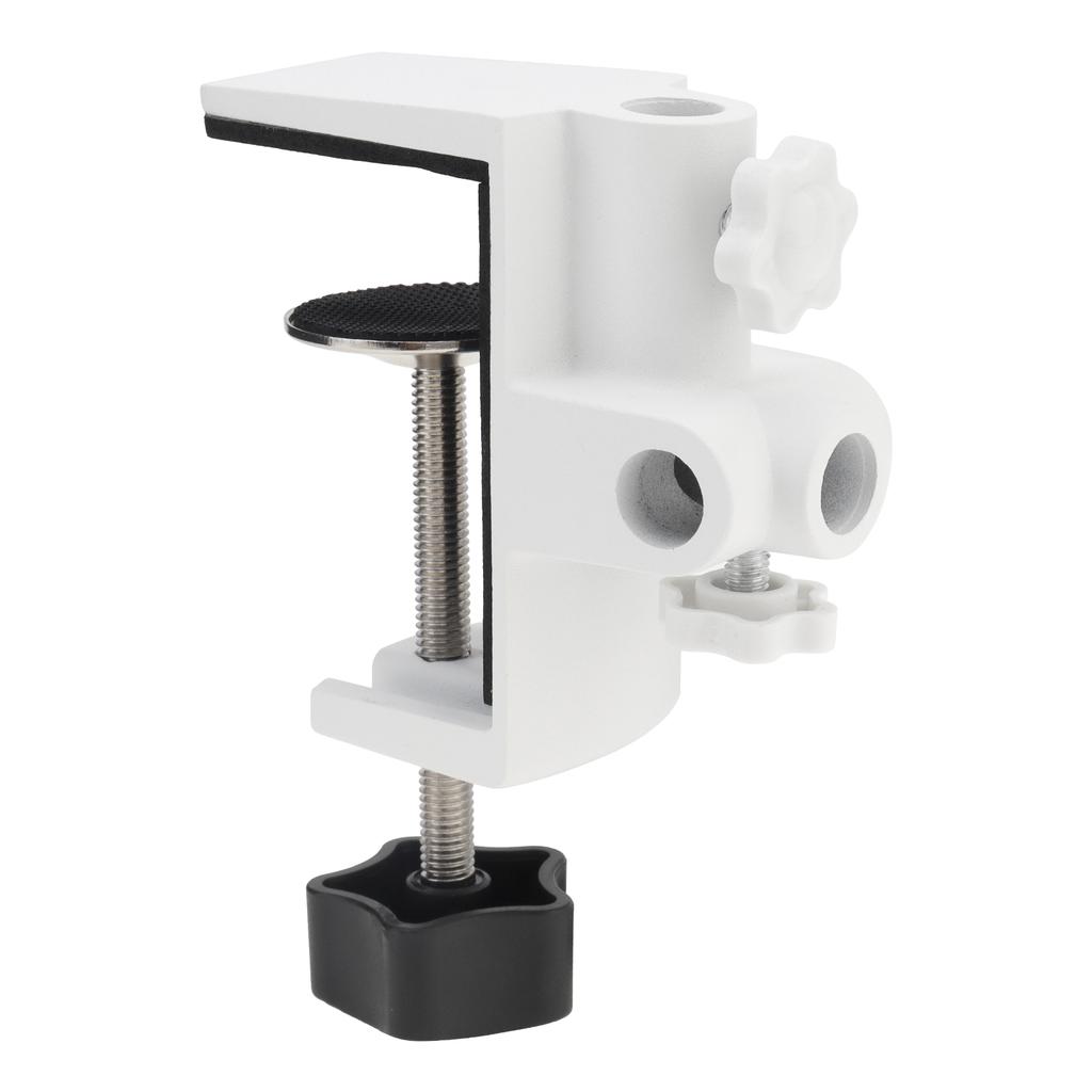 White Metal Universal Clamp Bracket - 1/2 Inch 4 Hole Table Mount for Magnifying Lamp, Microphone, Scissor Boom Arm & Desk Accessories
