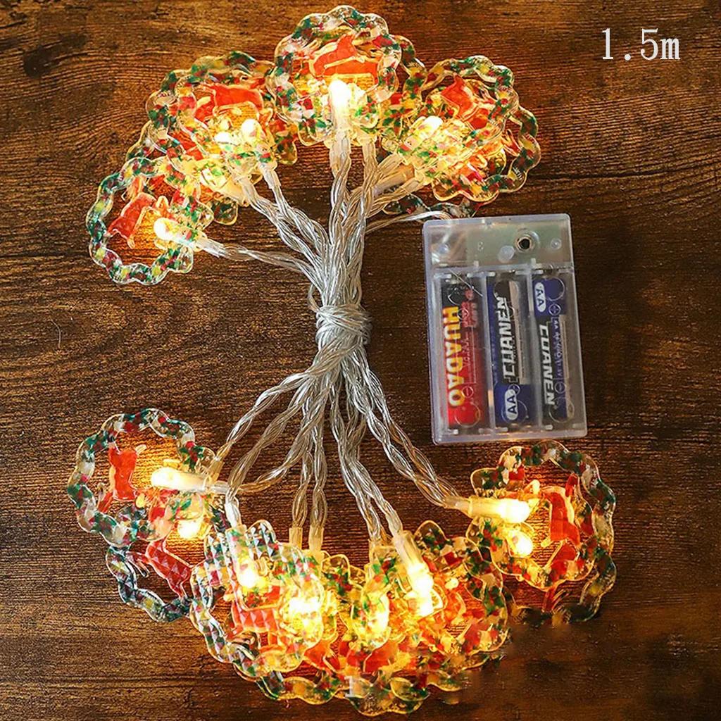 1.5m 10Led Christmas Light String Xmas Elk Santa Claus Xmas Tree Hanging Ornaments Merry Christmas Decor Happy New Year 2025