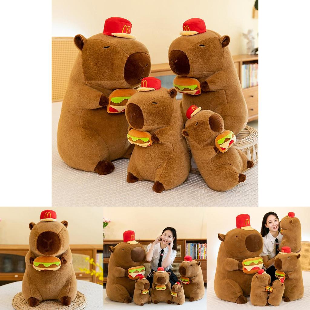 Adorable Capybara Hamburger Plush Toy Soft And Cuddly Water Pig Stuffed Animal Pillow