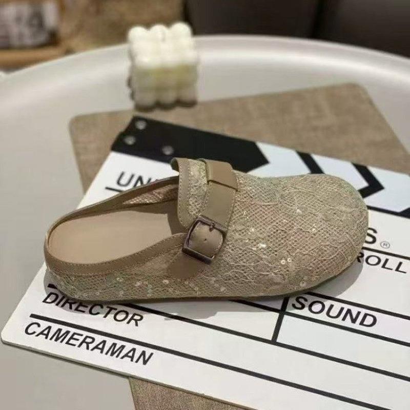 Flip-top Shoes Women's Shoes Half Slippers Versatile Flat Anti-slip Slippers