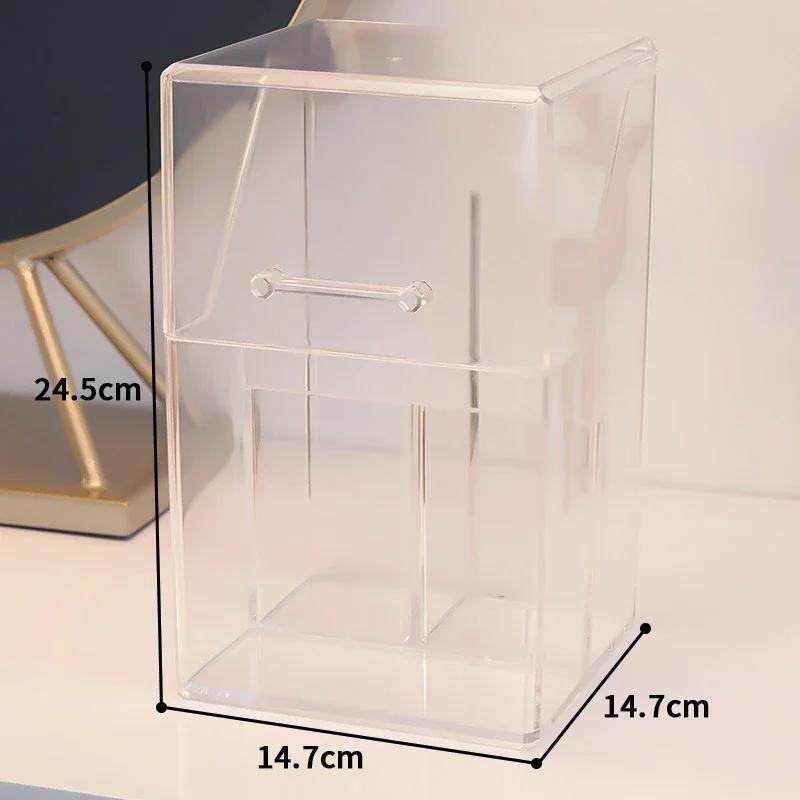 Acrylic Clear Makeup Brush Holder with Lid Vanity Countertop Makeup Organizer Waterproof Dustproof Cosmetic Brush Storage Box