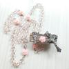 62KD Rose Crystal Rosary Necklace Catholic Vintage for Cross Pendant Long Chain Neckl