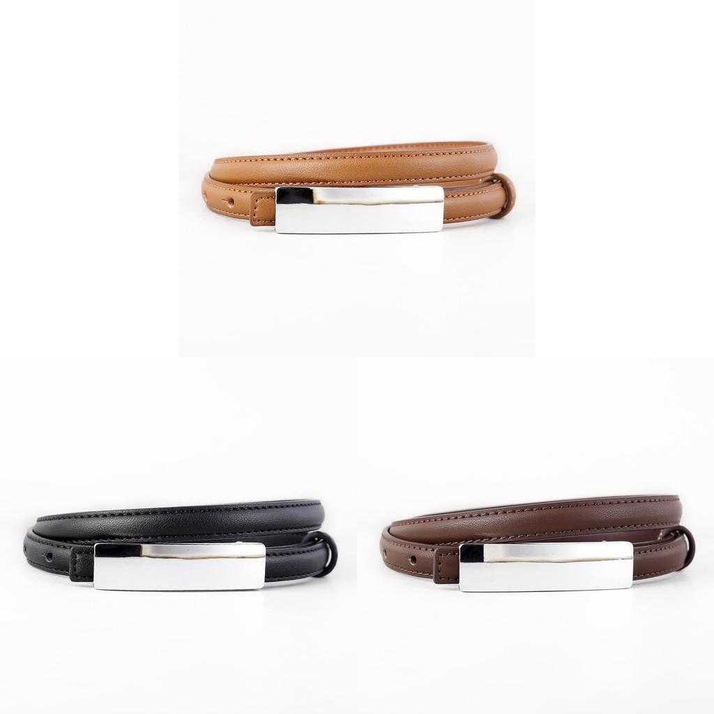 Leather Waist Belt For Women With Alloy Buckle And Punched Detailing For Office Style