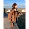 Women's Fashionable Petite Shearling Coat: Thickened, Reversible with Fur and Suede-Like Fabric, Short Anti-Suede Plush Top