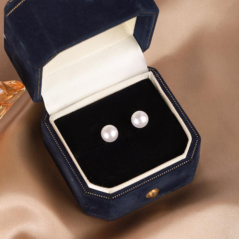 S925 Silver Needle Elegant Simple Pearl Stud Earrings Versatile Round Pearl Earrings Gift Promotion