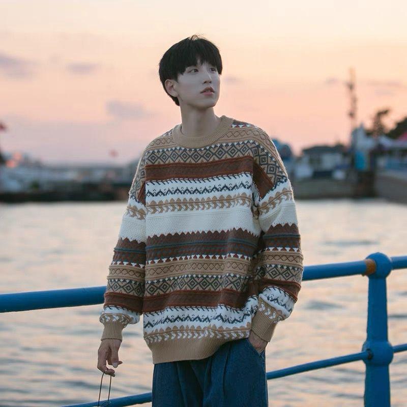 Men's Vintage Fair Isle Christmas Sweater - Thick, Cozy Japanese Retro Style