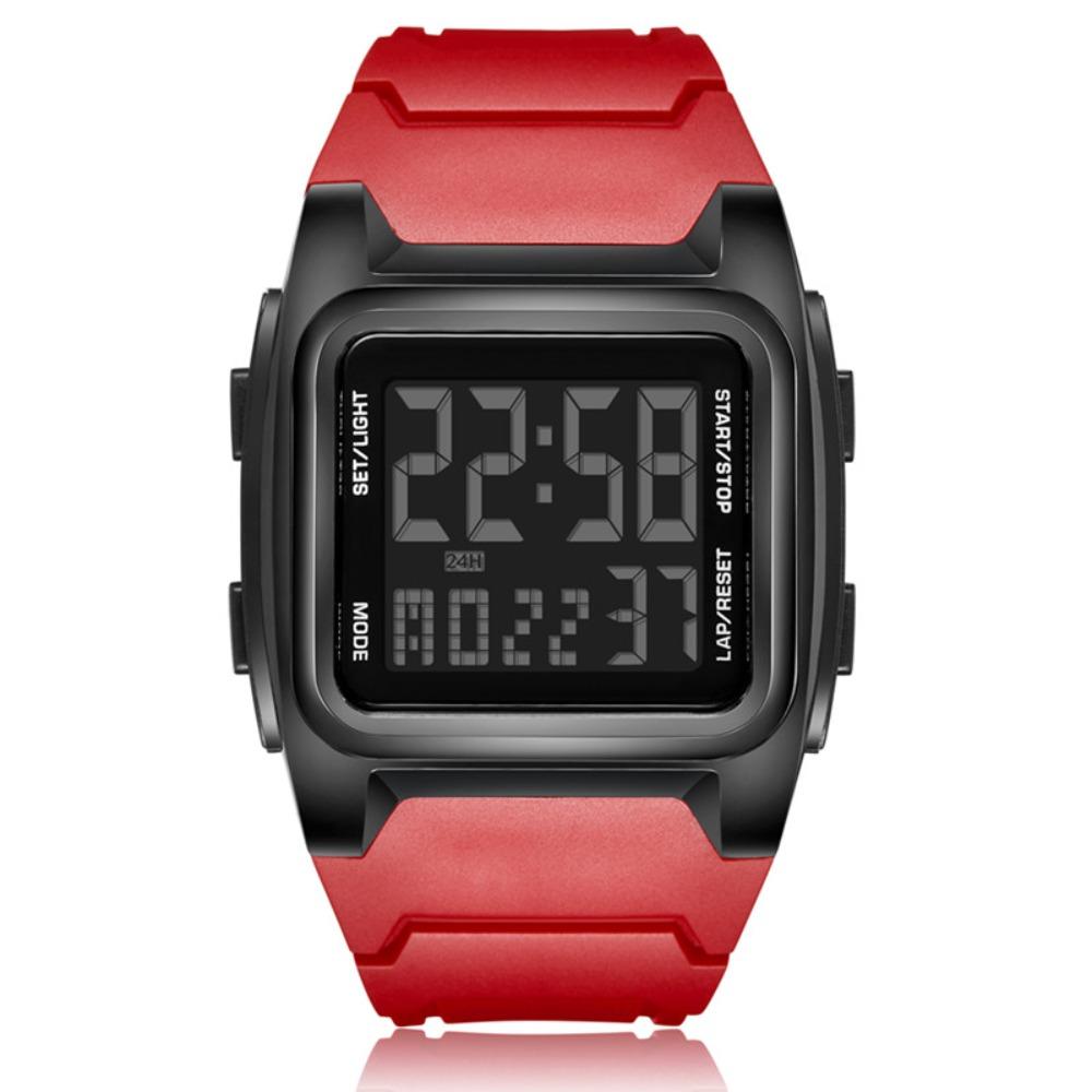 LED Display Sports Digital Watch Multifunction Glow-in-the-dark Electronic Wristwatch Stopwatch Square Quartz Watch For Men Kids